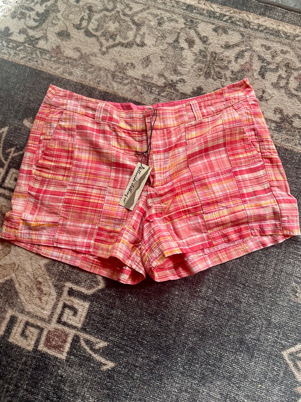 Women's Pink Plaid Cotton Shorts
